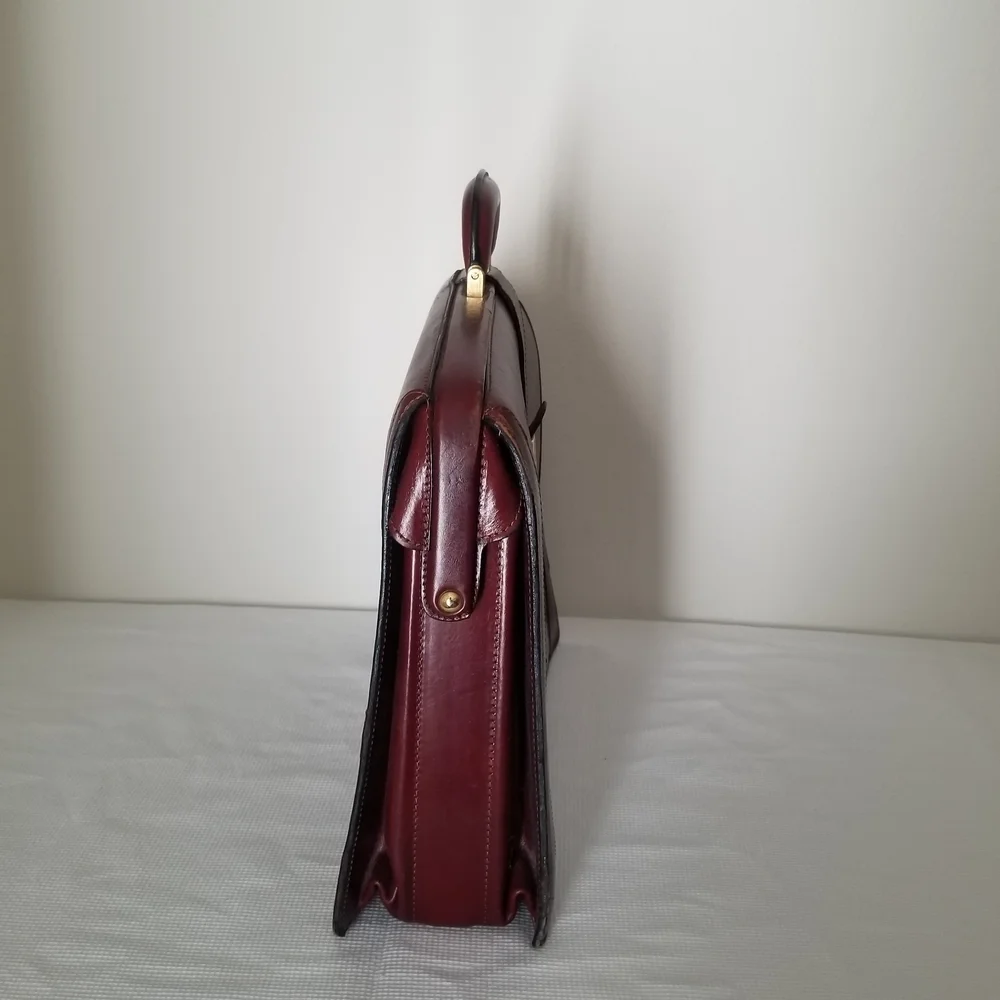 Bosca Maroon Leather Briefcase with Gold Accents